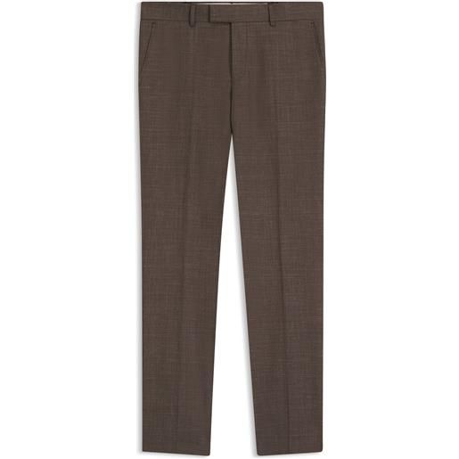 BOSS one pantaloni abito slim fit in mohair, seta e lino, marrone scuro