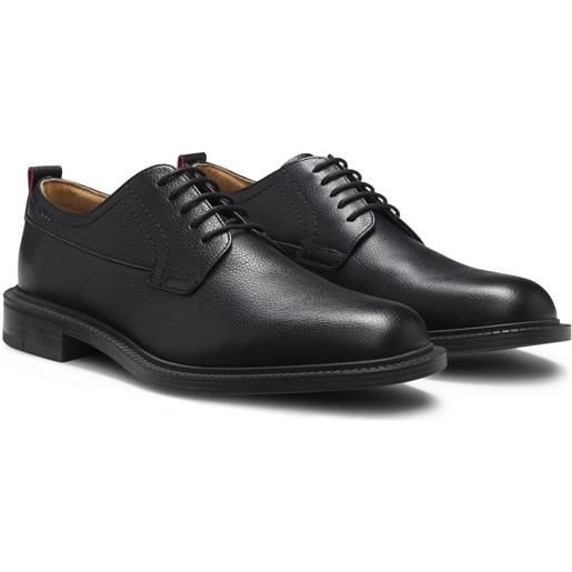 HUGO scarpe derby in pelle martellata, nero