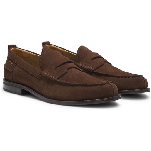 HUGO mocassini penny in pelle scamosciata, marrone chiaro