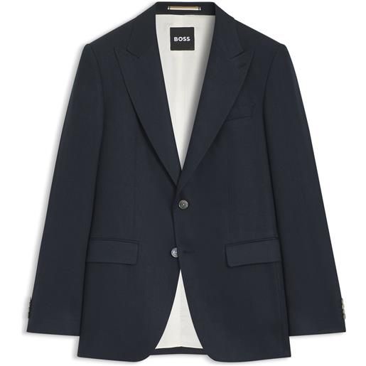 BOSS giacca slim fit in twill di lino, blu scuro