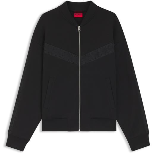 HUGO giacca in misto cotone con righe ricamate, nero