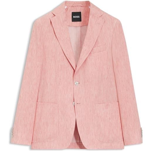 BOSS blazer slim fit in misto lino con micromotivo, rosa chiaro
