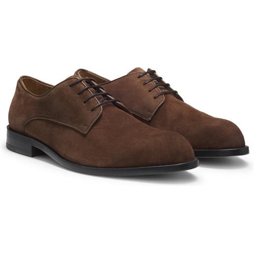 BOSS scarpe derby in morbida pelle scamosciata, marrone scuro
