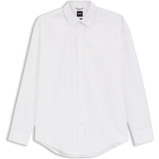 BOSS camicia relaxed fit in popeline di cotone a righe, righe bianche