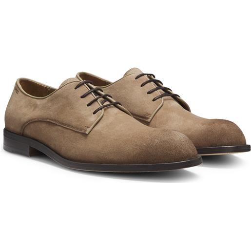 BOSS scarpe derby in morbida pelle scamosciata, beige