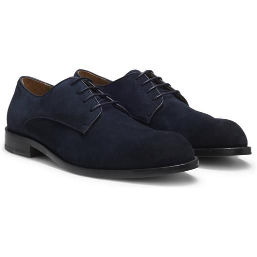 BOSS scarpe derby in morbida pelle scamosciata, blu scuro