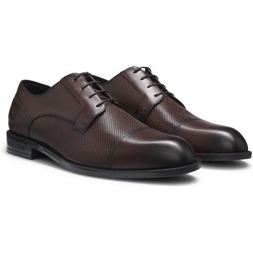 BOSS scarpe derby in pelle con mascherina, marrone scuro
