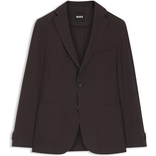 BOSS giacca da completo slim fit in lino tecnico lavabile, marrone scuro