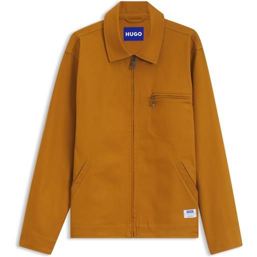HUGO giacca in cotone elasticizzato con tasca con zip sul petto, arancione