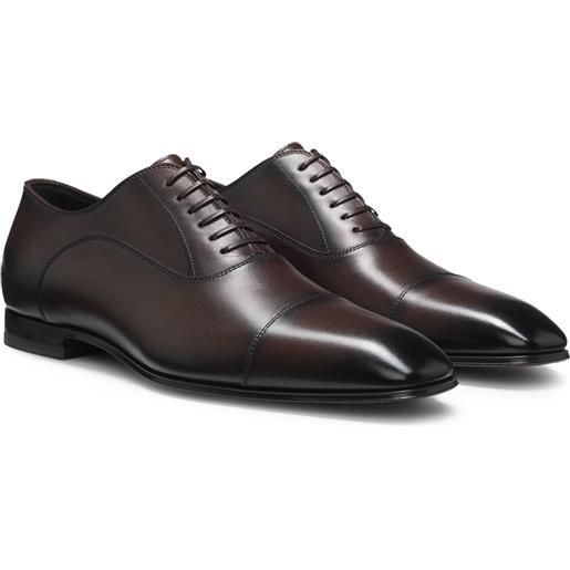 BOSS by beckham scarpe oxford con punta in pelle, marrone scuro