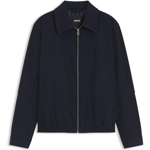 BOSS giubbotto idrorepellente con distintivo monogramma double b, blu scuro