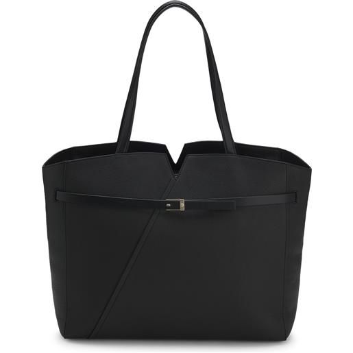 BOSS borsa tote BOSS revers in pelle con dettaglio cintura, nero