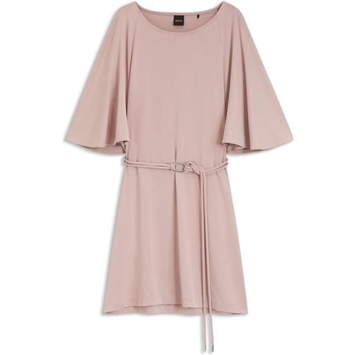 BOSS abito in jersey con cintura ed effetto mantella, rosa chiaro