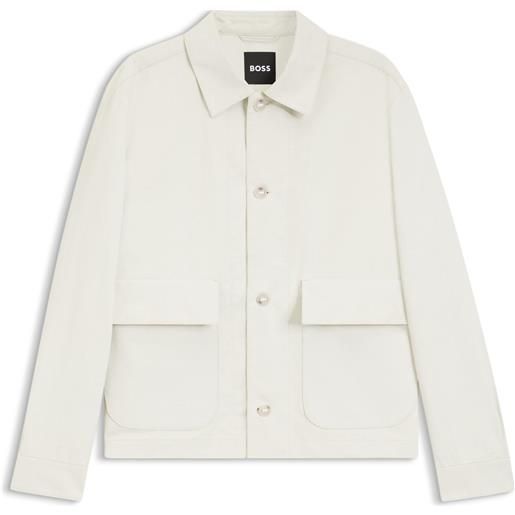 BOSS giacca relaxed fit in cotone e lino, bianco