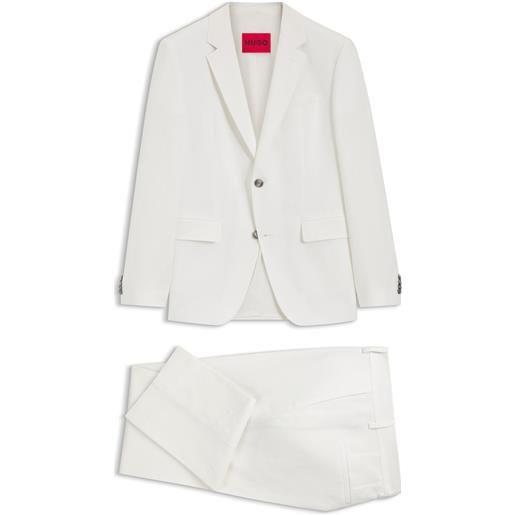 HUGO abito due pezzi slim fit in cotone e lino, colore neutro