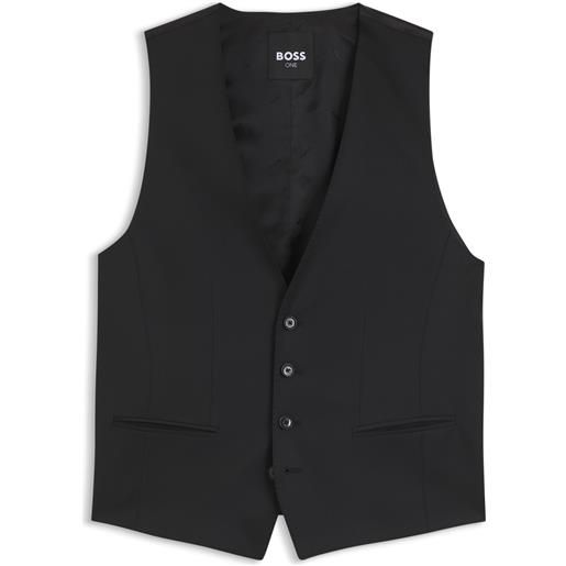 BOSS gilet slim fit in serge di lana vergine, nero