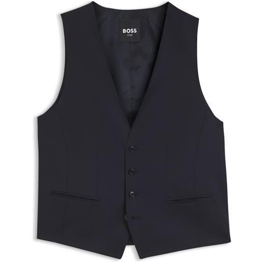 BOSS gilet slim fit in serge di lana vergine, blu scuro