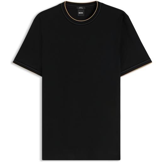 BOSS t-shirt slim fit in cotone a girocollo, nero