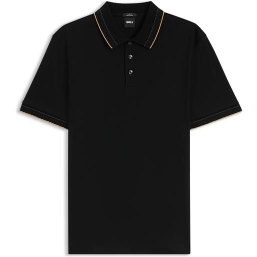 BOSS polo slim fit in cotone mercerizzato, nero