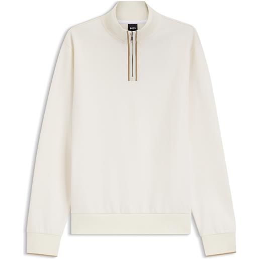 BOSS felpa in cotone con collo a imbuto, colore neutro