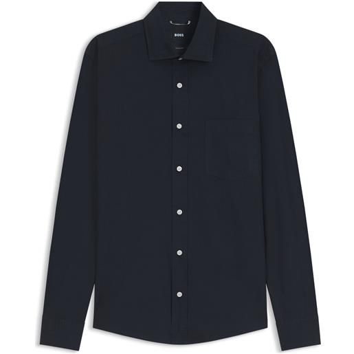 BOSS camicia casual fit heritage in popeline di cotone, blu scuro