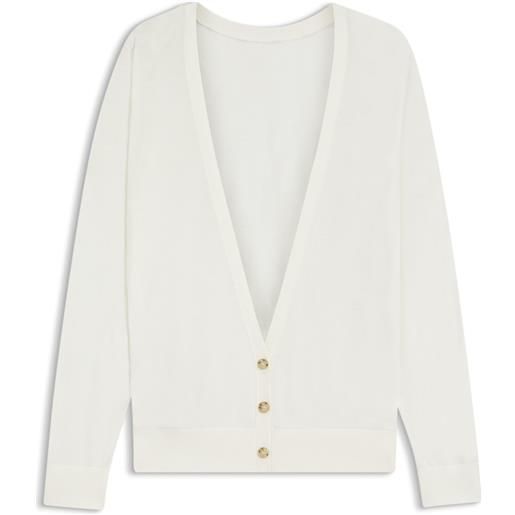 BOSS cardigan in maglia con chiusura posteriore a bottoni, bianco