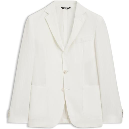 BOSS giacca slim fit in tessuto con micromotivo, bianco
