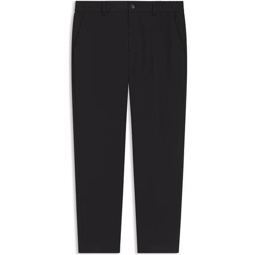 BOSS pantaloni con fit affusolato in misto cotone jersey, nero