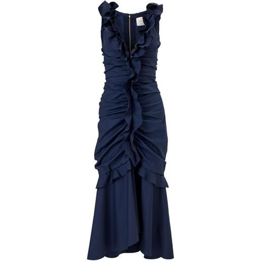 Carolina Herrera abito midi con ruches - blu