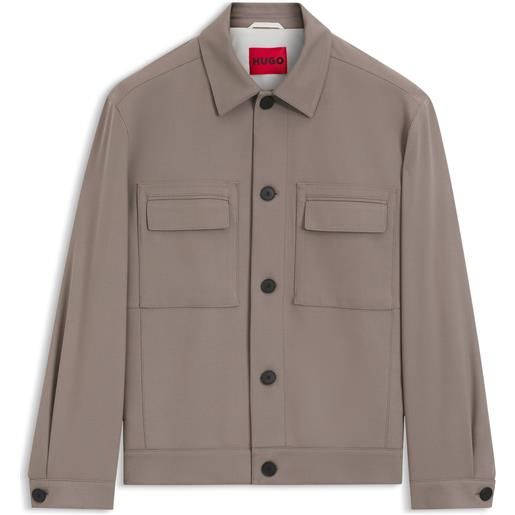 HUGO giacca slim fit in twill antipiega, marrone chiaro