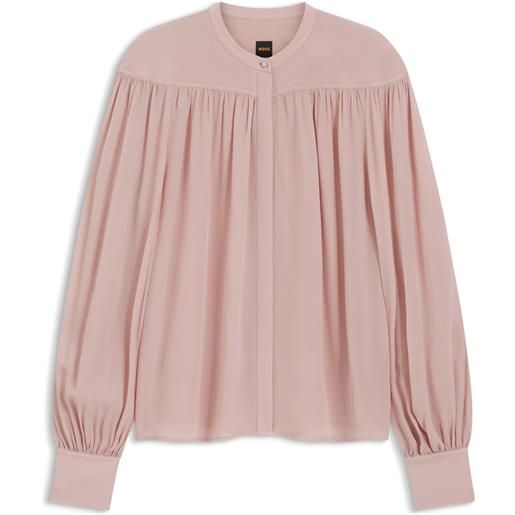 BOSS camicetta relaxed fit in crêpe de chine, rosa chiaro