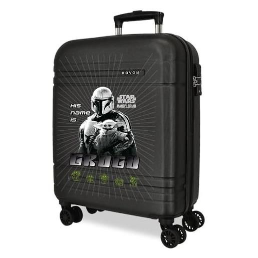 Disney joumma star wars his name is grogu valigia da cabina nera 40x55x20 cm chiusura rigida in abs tsa 37l 2.8kg 4 ruote doppie