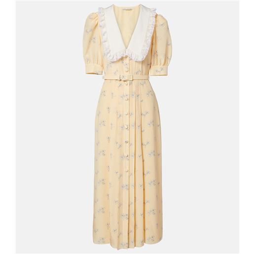 Alessandra Rich abito chemisier in seta floreale con pizzo