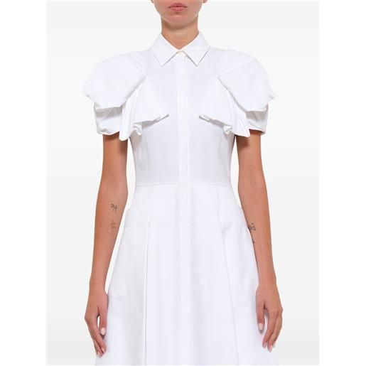 Alexander McQueen bow sleeve shirt dress - bianco
