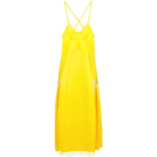 Off-White vestito midi con pizzo - giallo