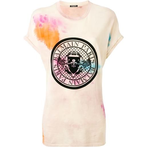 Balmain t-shirt con stampa tie-dye - toni neutri