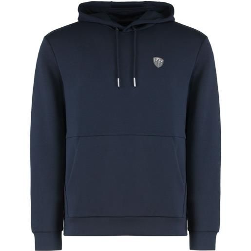 Ea7 Emporio Armani felpa con cappuccio e logo - blu