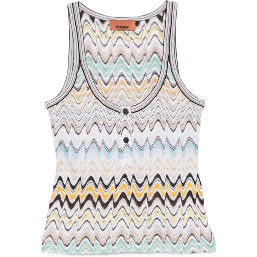 Missoni top in maglia con motivo a zigzag - blu