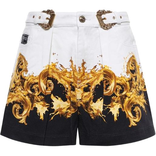 Versace Jeans Couture shorts denim con stampa barocca - bianco