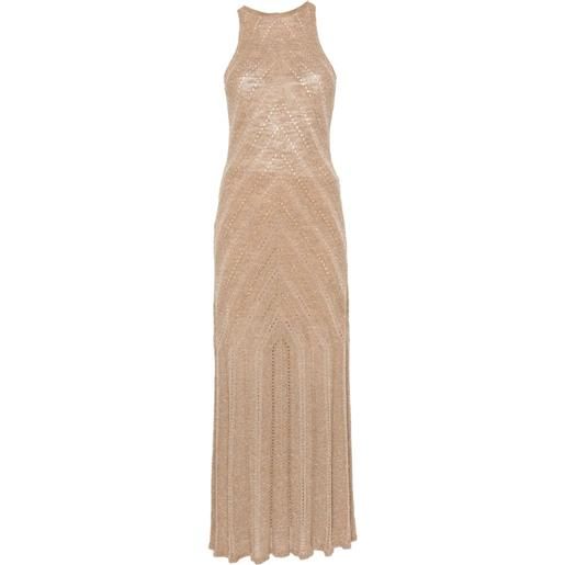 TWINSET abito lungo traforato - oro