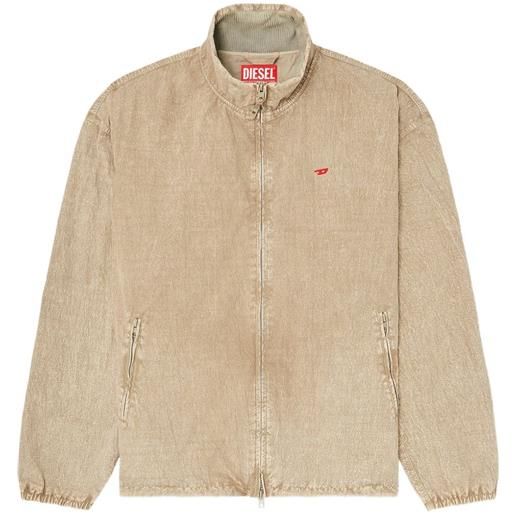 Diesel giacca con zip e logo - toni neutri