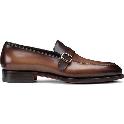 Santoni buckle-fastening leather loafers - marrone