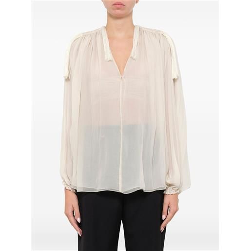 Lanvin sheer tassel-detail blouse - bianco