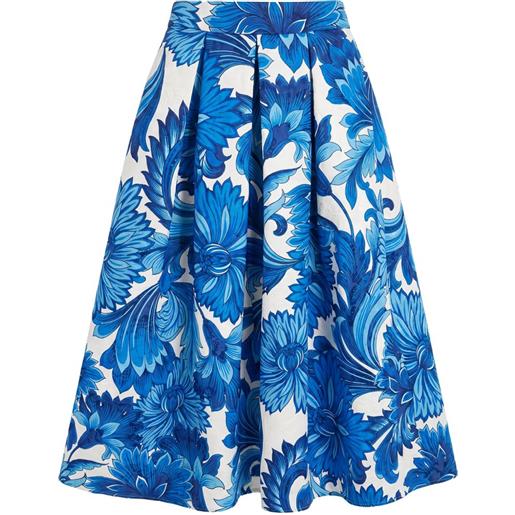 Lunatica Milano gonna midi t florence a fiori jacquard - blu