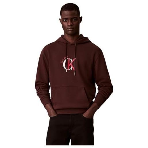 Calvin Klein felpa con cappuccio da uomo ls eu 350terry graphic lv04re255g, marrone (rich brown), xxl_plus, marrone (rich brown), xxl plus