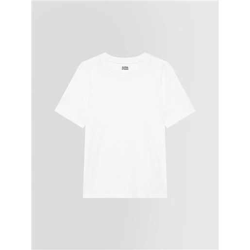 Alpha studio uomo t-shirt in jersey stretch bianco 52