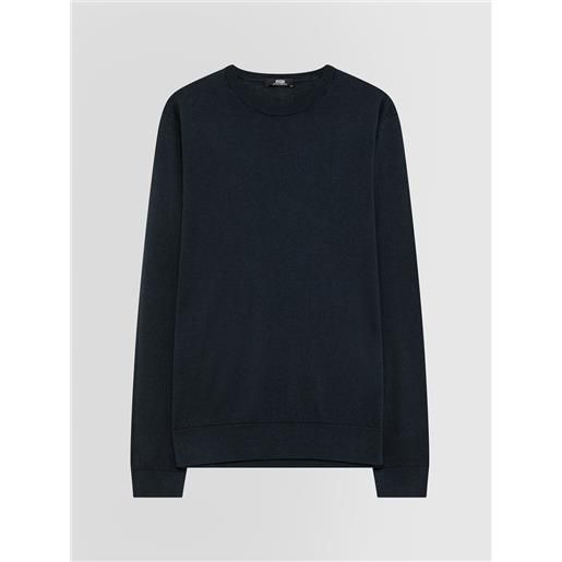 Alpha studio uomo girocollo in seta e cashmere blu 46