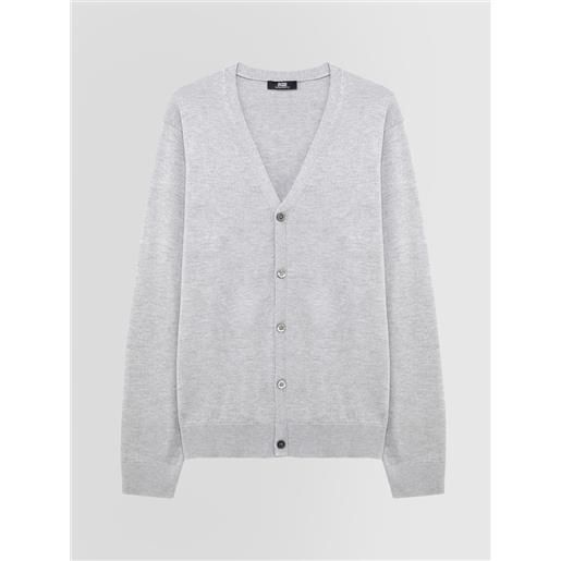 Alpha studio uomo cardigan in seta e cashmere grigio 48