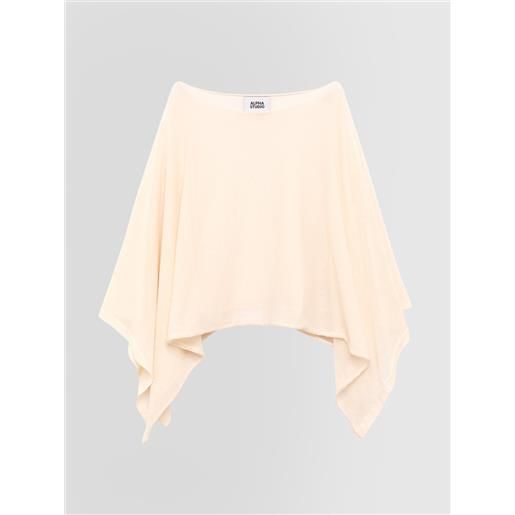 Alpha studio donna poncho integrale tasparenze bianco 46