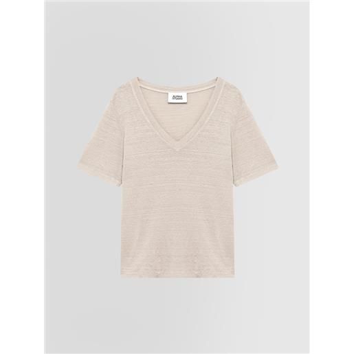 Alpha studio donna t-shirt in lino stretch beige 38